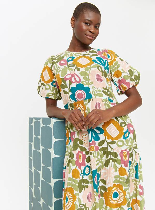 Tu X Scion Kukkia Floral Poplin Midi Dress 10